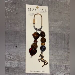 🐴NEW MacRae Bag Charm with Brown Beads and Gold Horse